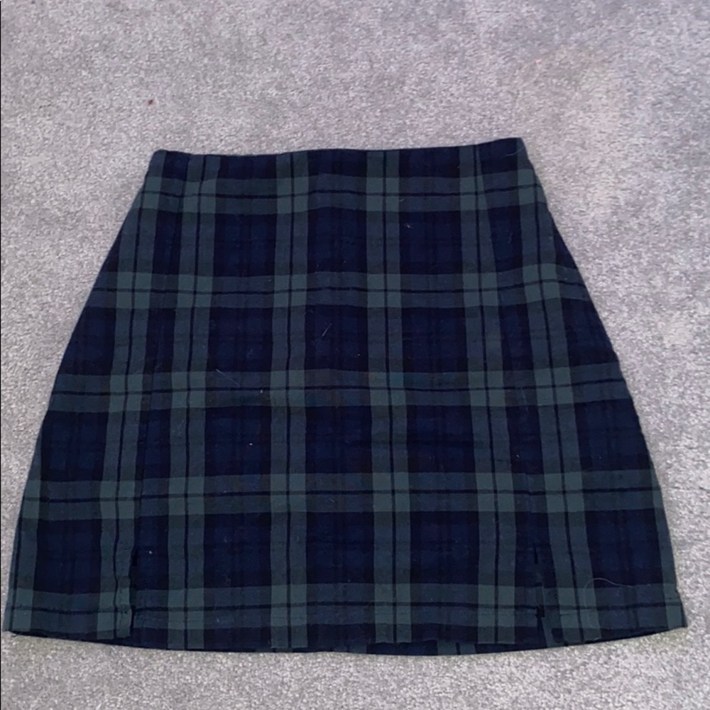 Blue/green plaid skirt